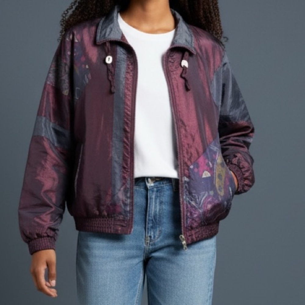 Athletech Vintage Women's Burgundy Bomber Wind BreakerJacket